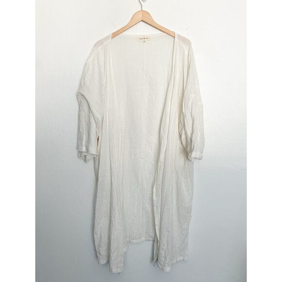 Avy & Co Kimono Cape Womens One Size Ivory White Woven Gauze Cotton Robe - Picture 4 of 8